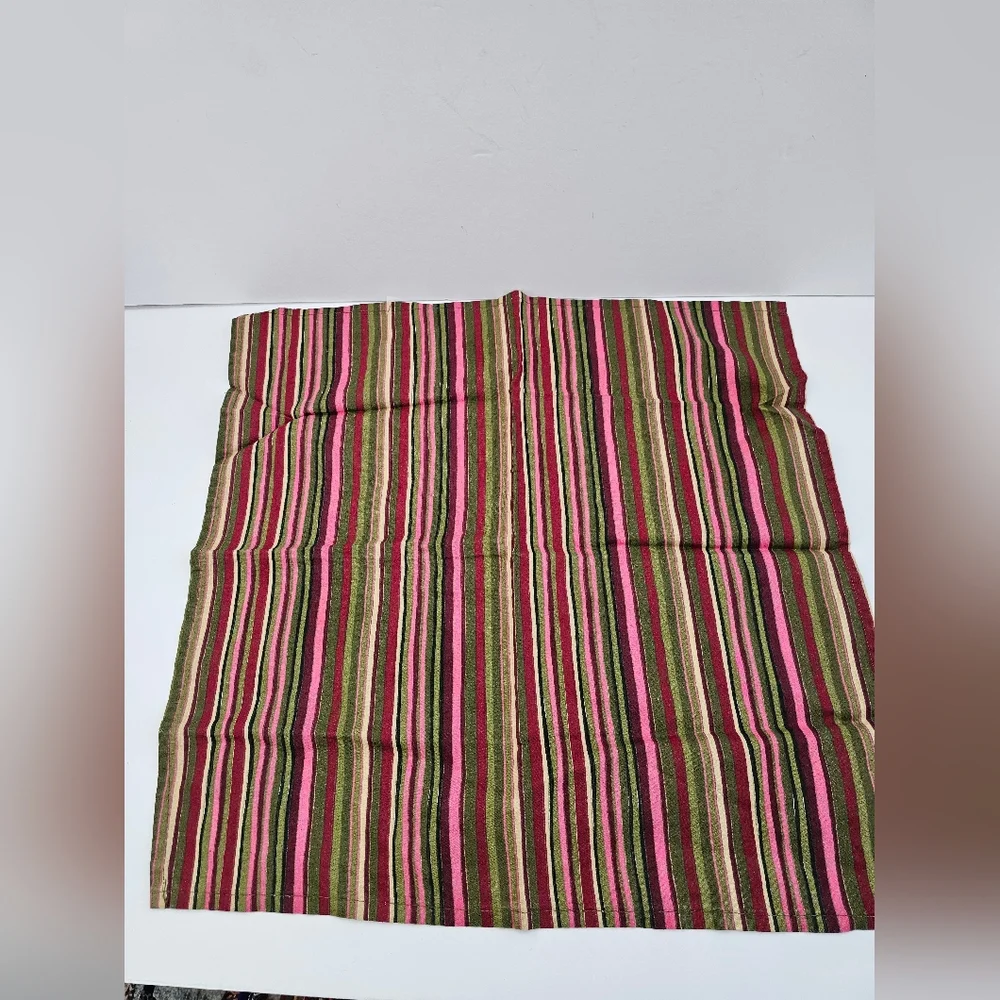 Ridgefield Home Striped Cotton Napkin Set – Pink, Green & Burgundy Multi-Stripe